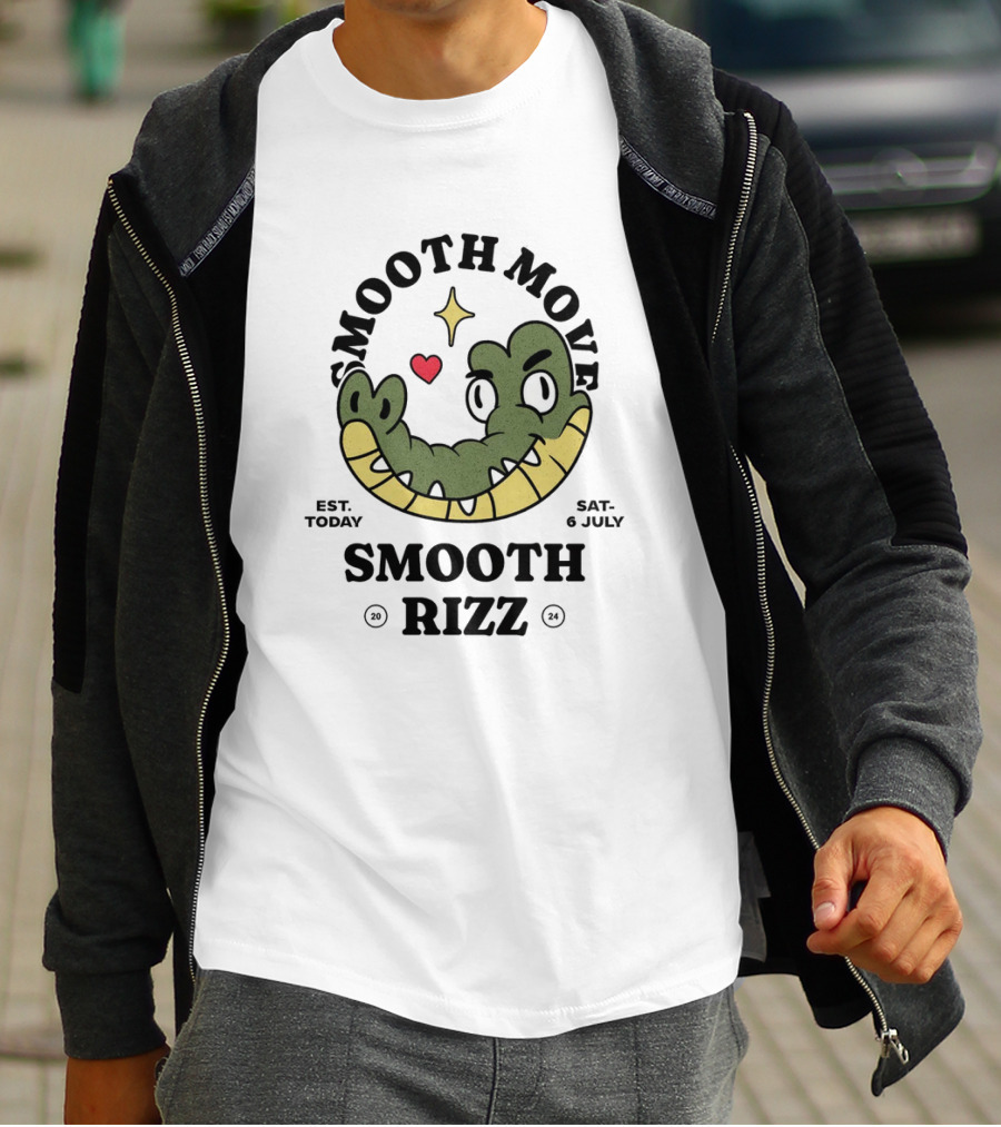 Smooth Move Smooth Rizz Crocodile Heart Est. Today Sat. 6 July T-Shirt