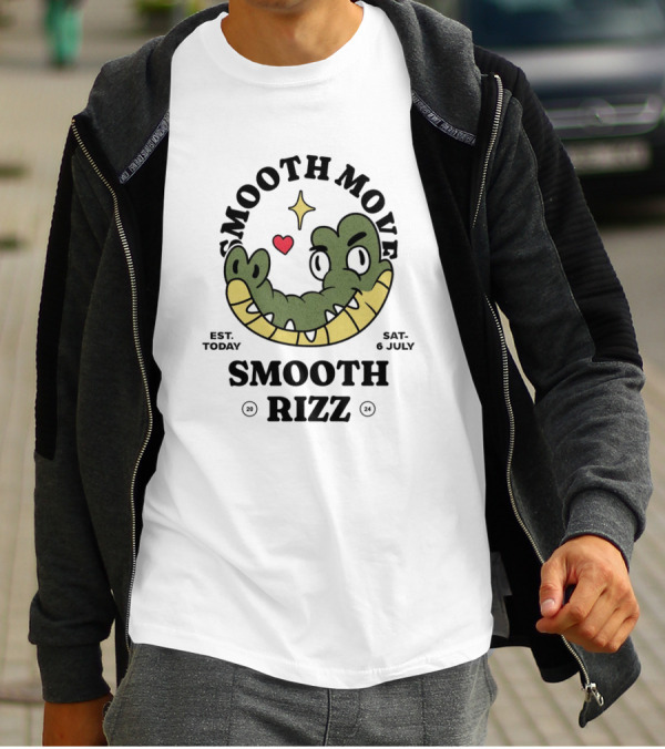 Smooth Move Smooth Rizz Crocodile Heart Est. Today Sat. 6 July T-Shirt