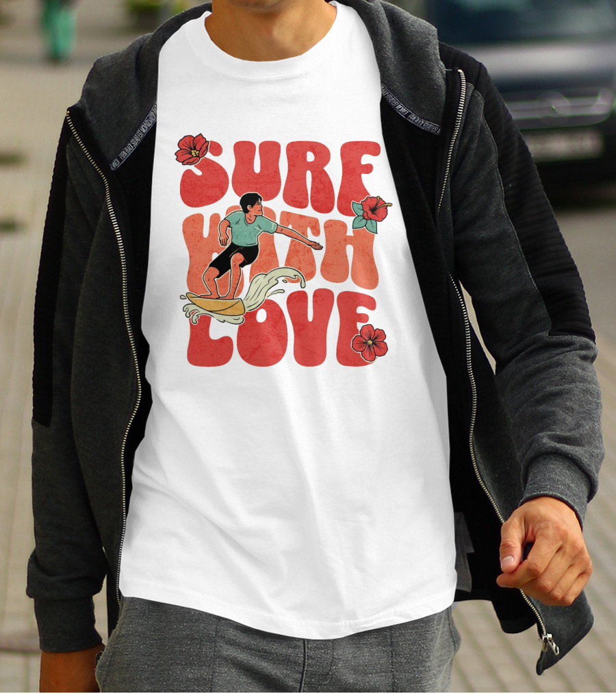 Surf With Love Hibiscus Wave Rider T-Shirt