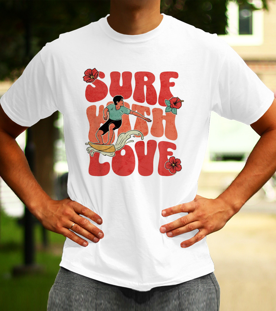 Surf With Love Hibiscus Wave Rider T-Shirt