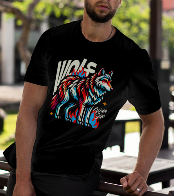 WOLF Wild Life Vivid Colorful Wolf T-Shirt