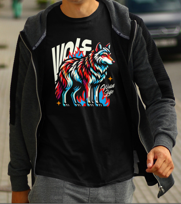 WOLF Wild Life Vivid Colorful Wolf T-Shirt