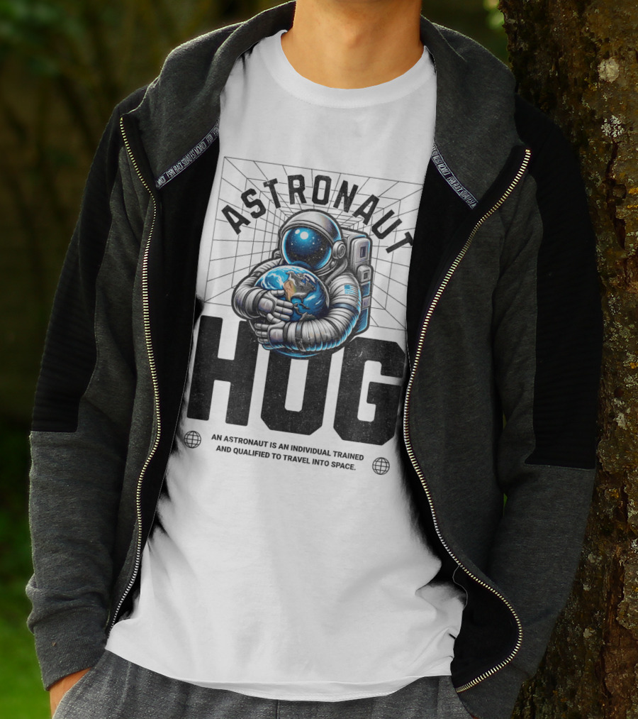 Astronaut Hug Earth Embrace Space Travel Qualification T-Shirt