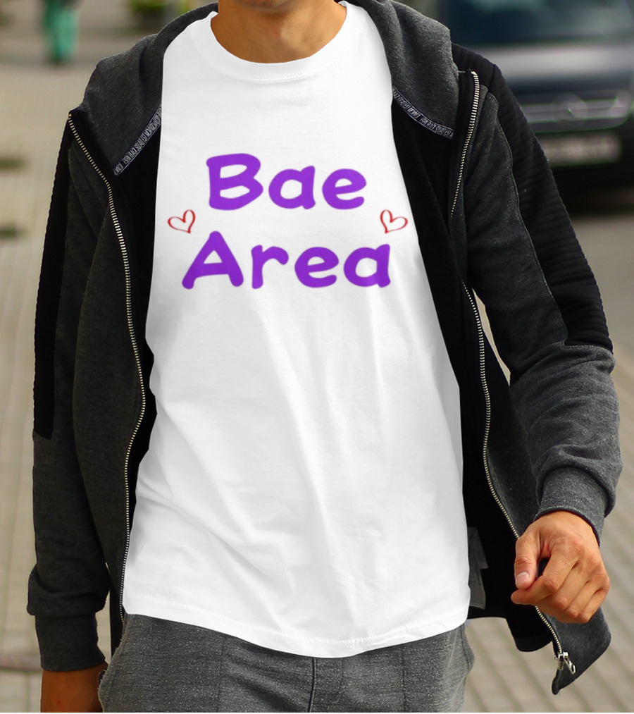 Bae Area Purple Text With Red Hearts T-Shirt