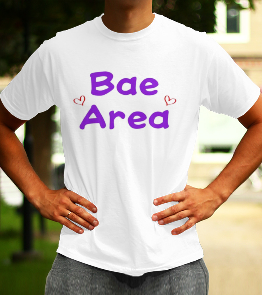 Bae Area Purple Text With Red Hearts T-Shirt