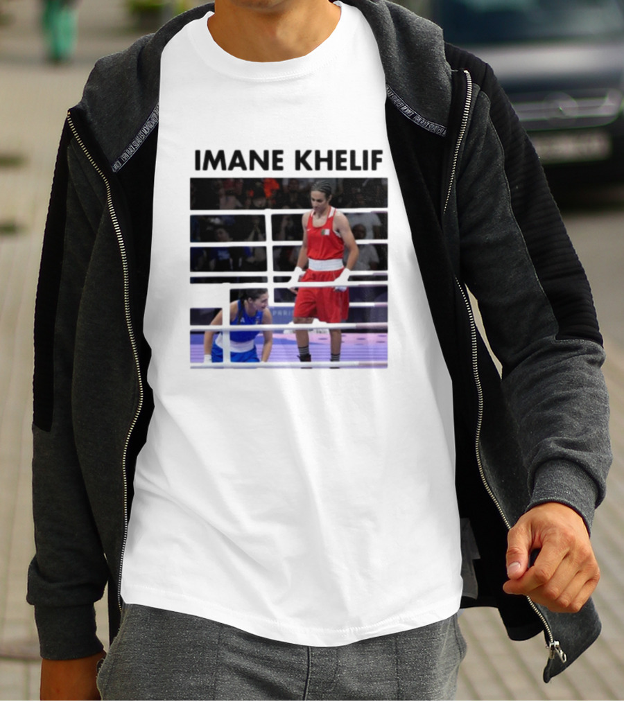 IMANE KHELIF Boxing Match Scene With Red And Blue Competitors T-Shirt