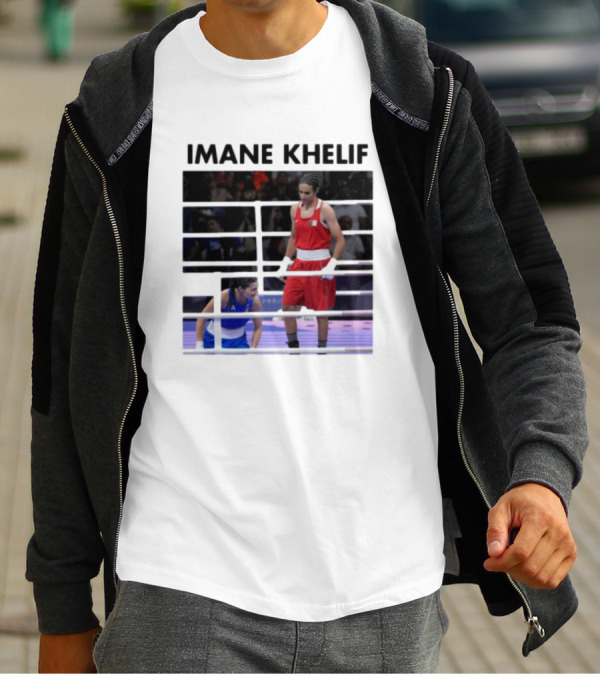 IMANE KHELIF Boxing Match Scene With Red And Blue Competitors T-Shirt