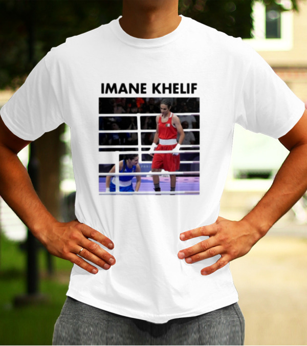 IMANE KHELIF Boxing Match Scene With Red And Blue Competitors T-Shirt
