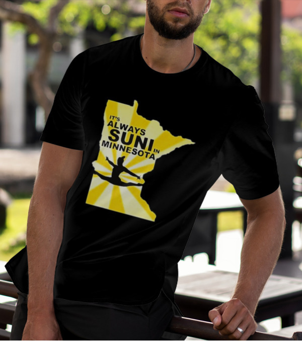 It's Always Suni In Minnesota Gymnastics Silhouette State Outline T-Shirt