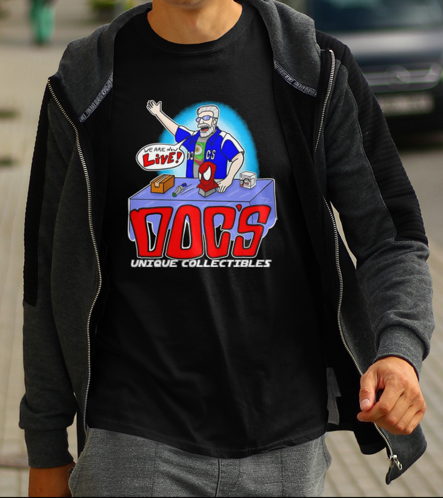 Doc's Unique Collectibles We Are Now Live CS Comic Show Enthusiast T-Shirt