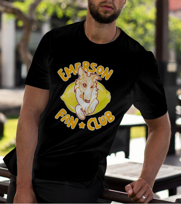 Emerson Fan Club Cute Collie Dog With Lemon T-Shirt