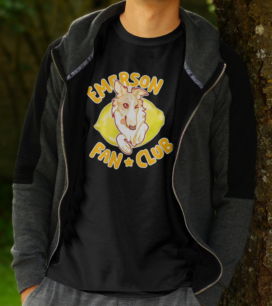Emerson Fan Club Cute Collie Dog With Lemon T-Shirt