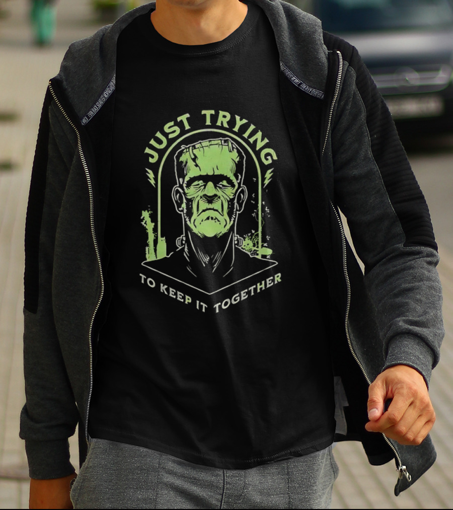 Frankenstein Just Trying To Keep It Together Retro Vintage Horror T-Shirt
