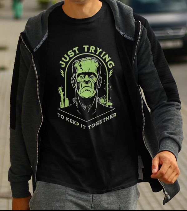Frankenstein Just Trying To Keep It Together Retro Vintage Horror T-Shirt