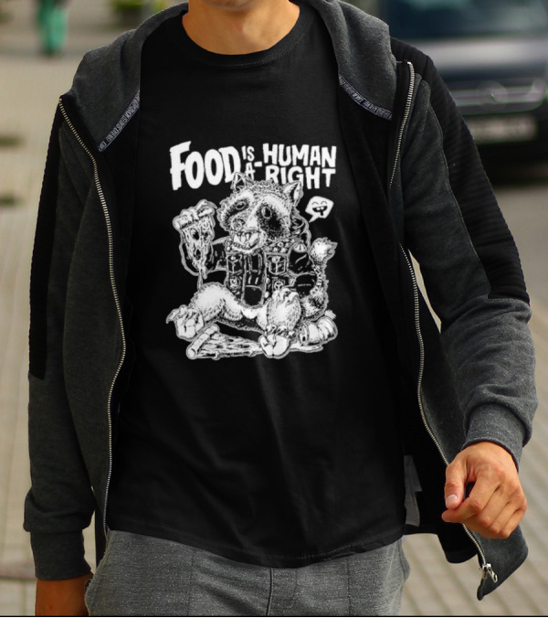 Food Is A Human Right Raccoon Pizza Cheesy Delight T-Shirt