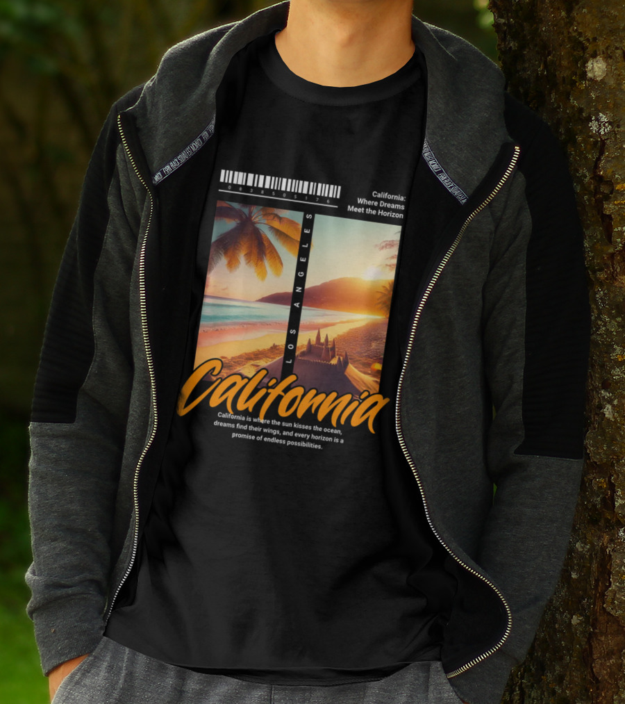 Los Angeles California Where Dreams Meet The Horizon Ocean Sunset T-Shirt