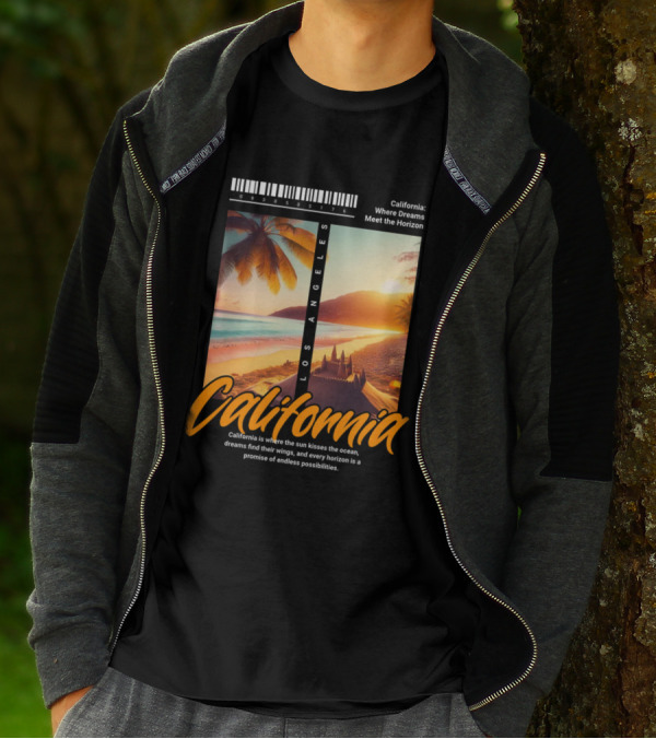Los Angeles California Where Dreams Meet The Horizon Ocean Sunset T-Shirt