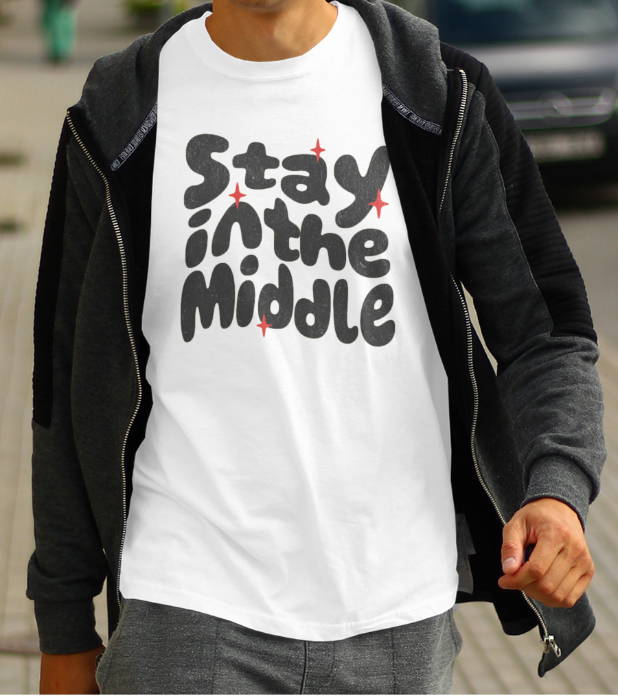 Stay In The Middle With Red Spark Accents T-Shirt