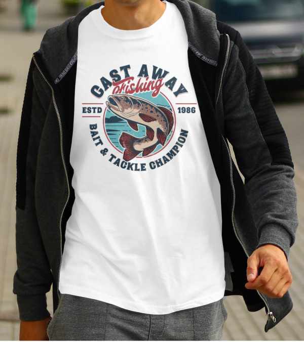 Cast Away Fishing ESTD 1986 Bait And Tackle Champion T-Shirt