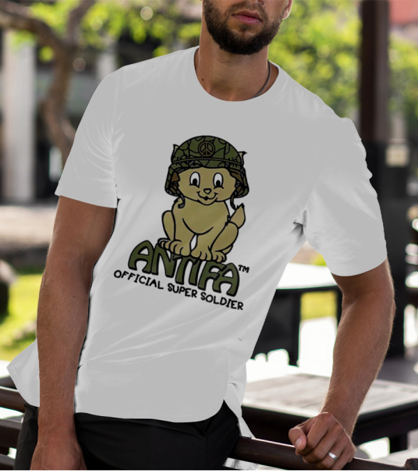 Antifa Super Soldier Peace Helmet Kitten T-Shirt