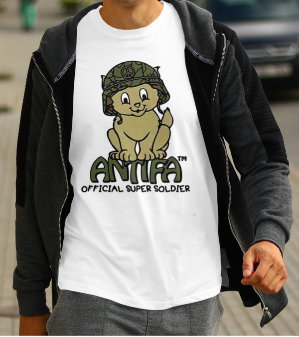 Antifa Super Soldier Peace Helmet Kitten T-Shirt