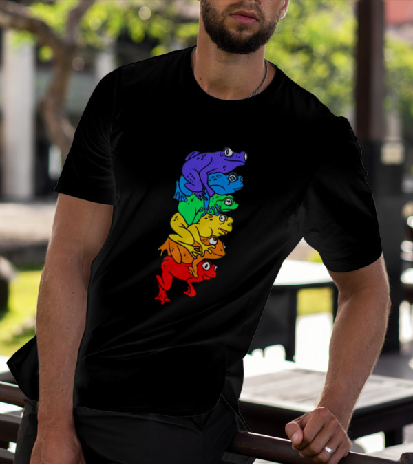 Rainbow Gay Frog Stack T-Shirt
