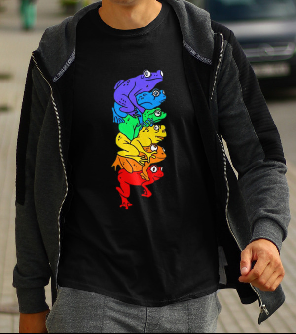 Rainbow Gay Frog Stack T-Shirt