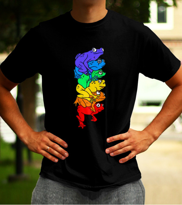 Rainbow Gay Frog Stack T-Shirt