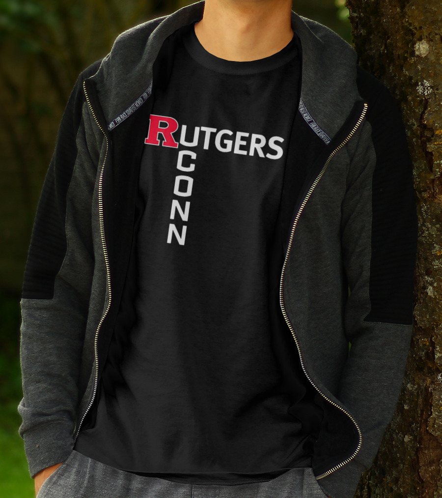Rutgers Scarlet Knights UConn Huskies Vertical Textblock T-Shirt
