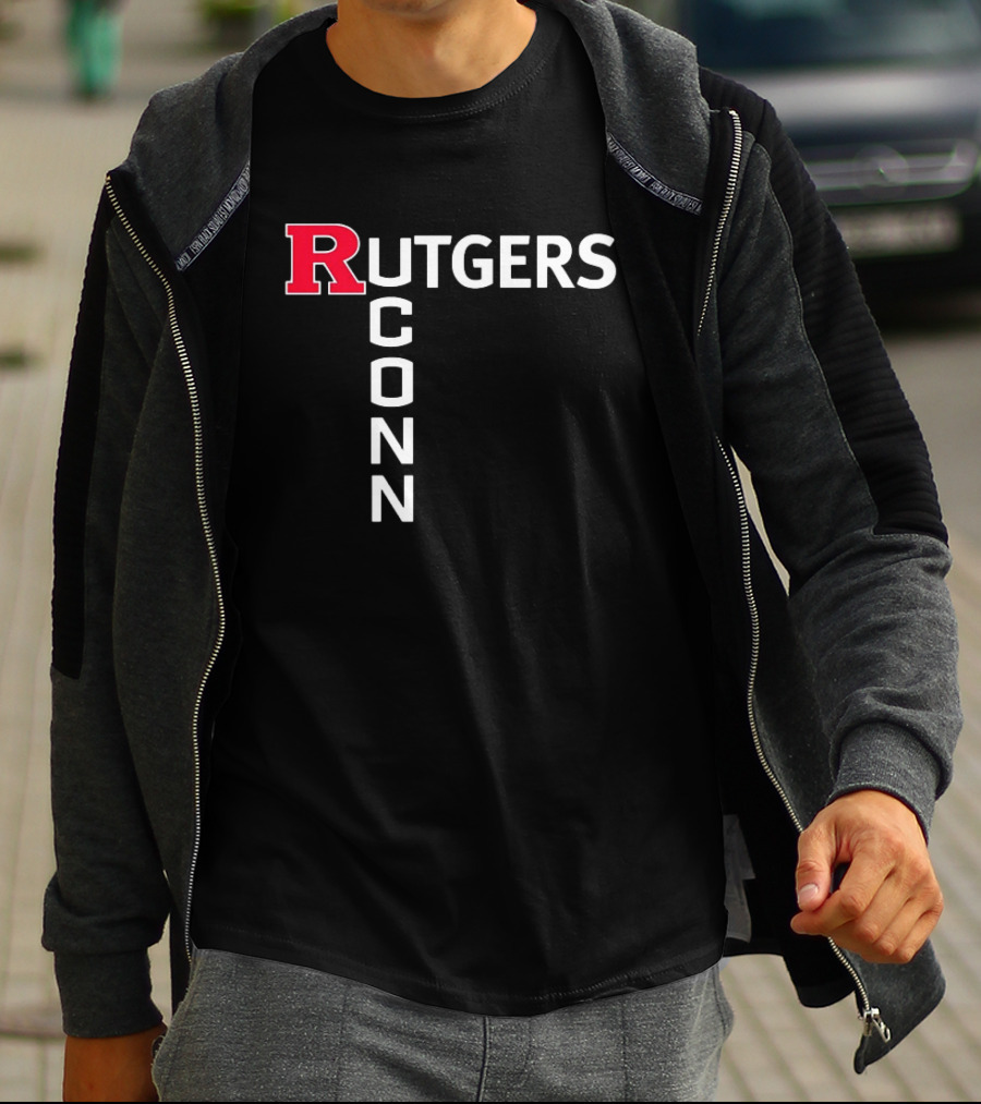 Rutgers Scarlet Knights UConn Huskies Vertical Textblock T-Shirt