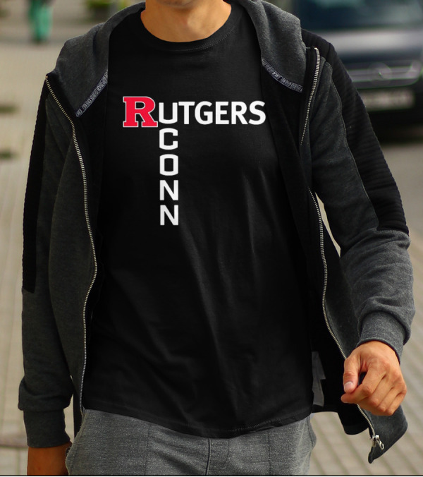 Rutgers Scarlet Knights UConn Huskies Vertical Textblock T-Shirt