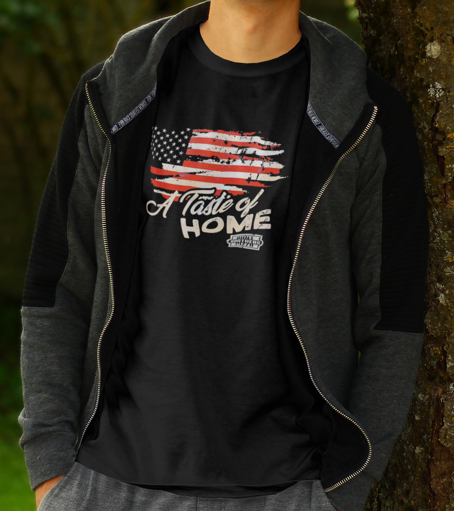 USA Flag A Taste Of Home Johnny Carino's Pizza T-Shirt