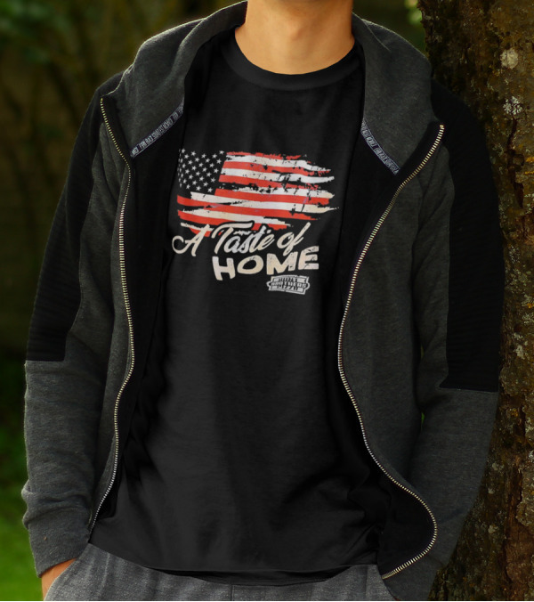 USA Flag A Taste Of Home Johnny Carino's Pizza T-Shirt
