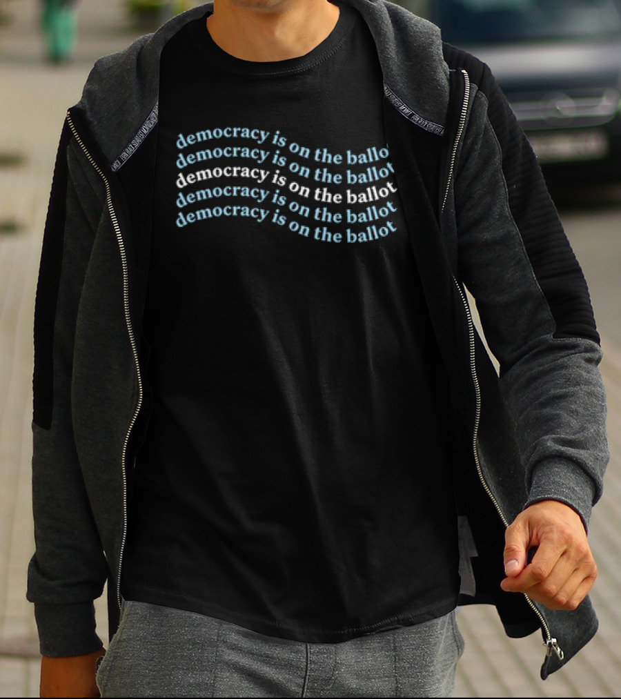 Democracy Is On The Ballot Repeating Wave T-Shirt