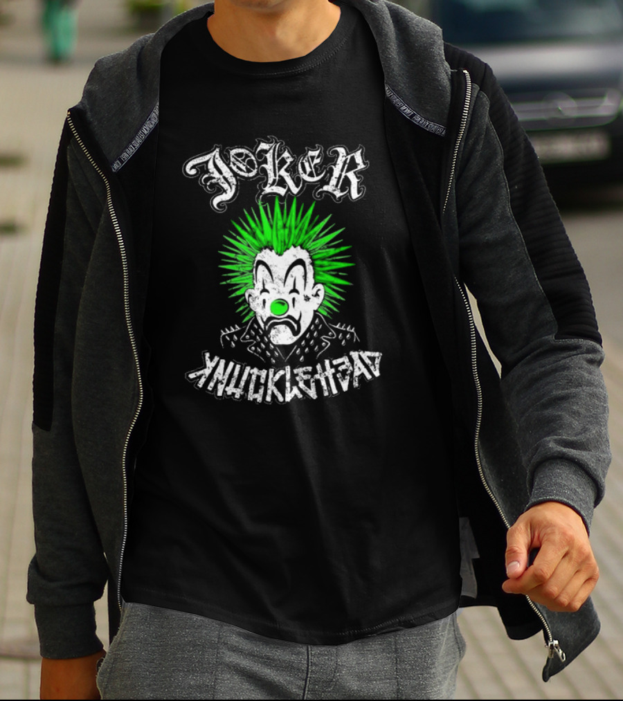 Joker Knucklehead Punk Clown Green Mohawk T-Shirt