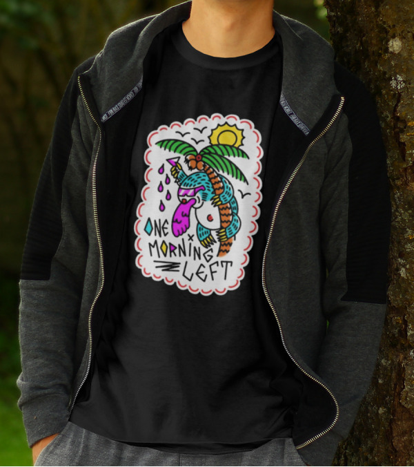 One Morning Left Palm Sloth Tropical Sunset Vibes T-Shirt