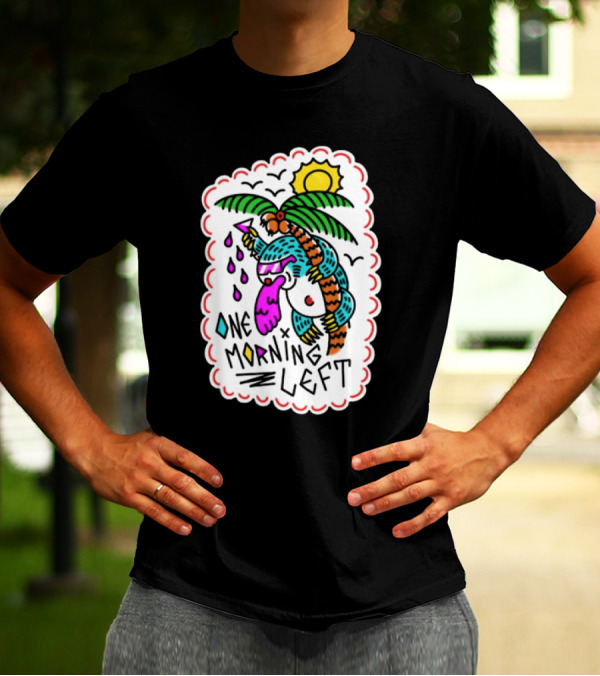 One Morning Left Palm Sloth Tropical Sunset Vibes T-Shirt