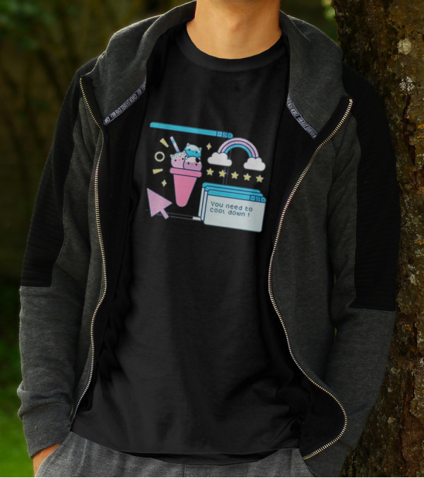 You Need To Cool Down Pastel Computer Icon With Rainbow And Star Elements T-Shirt
