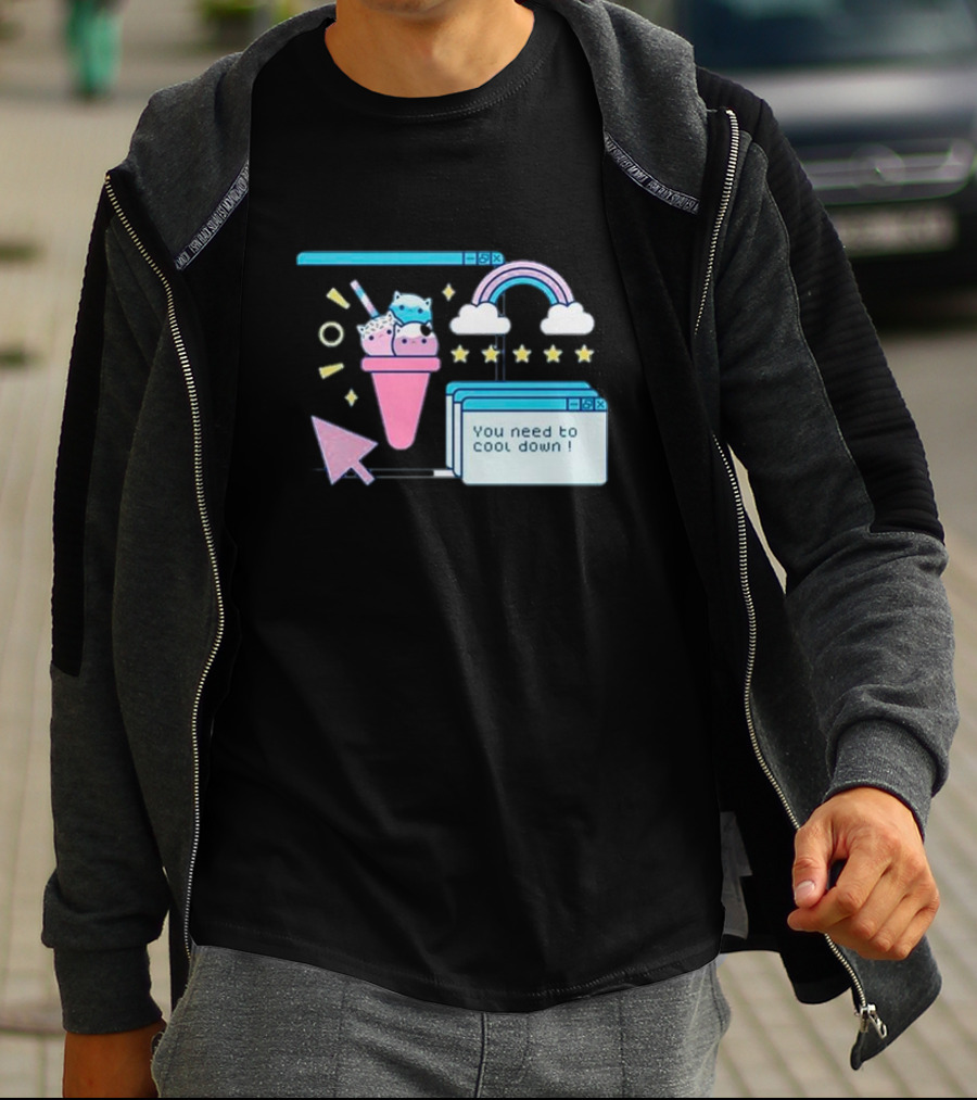 You Need To Cool Down Pastel Computer Icon With Rainbow And Star Elements T-Shirt