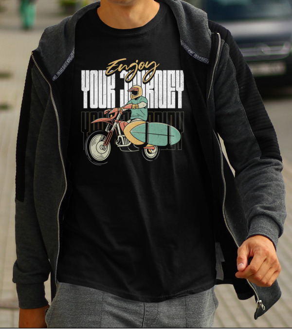 Enjoy Your Journey Motorcycle Surfboard Adventure T-Shirt