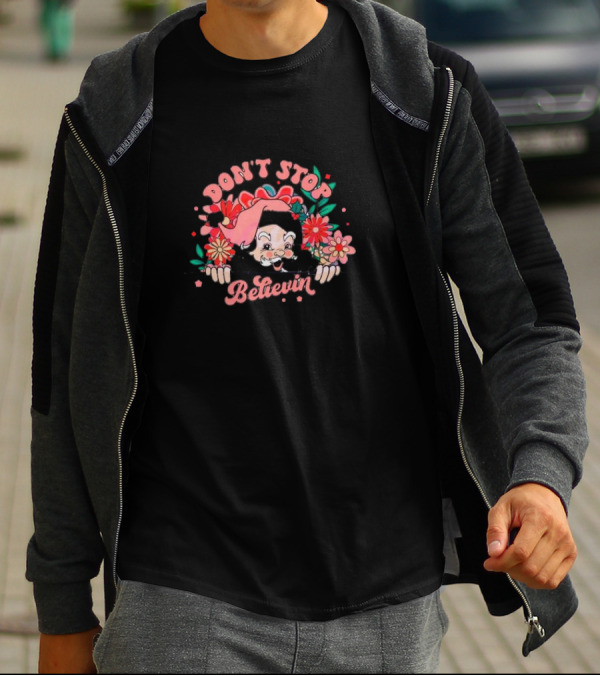 Don't Stop Believin Floral Santa Blossoms T-Shirt