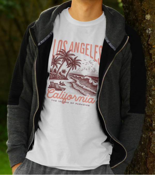Los Angeles California The Island Of Paradise Vintage Beach T-Shirt