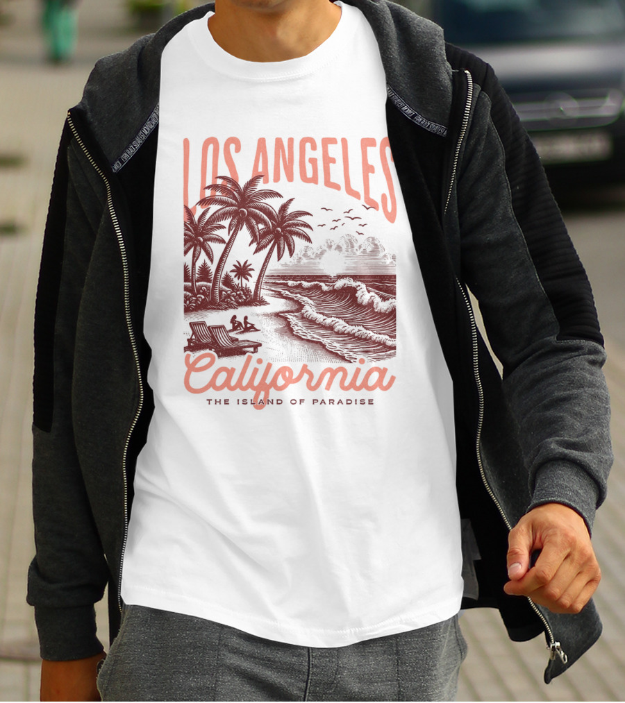 Los Angeles California The Island Of Paradise Vintage Beach T-Shirt