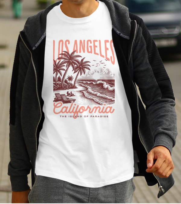 Los Angeles California The Island Of Paradise Vintage Beach T-Shirt