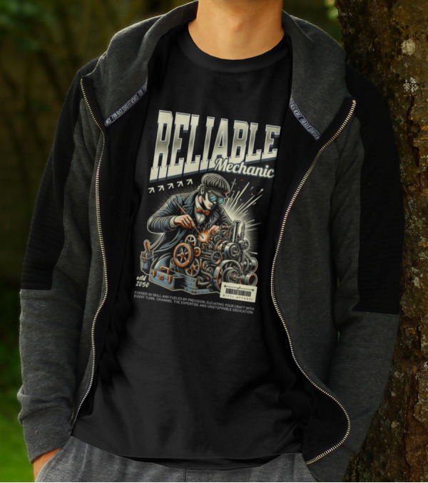 RELIABLE Mechanic Estd 2050 Skilled Precision Expertise KEITHS APPARELS T-Shirt
