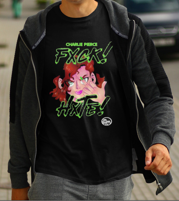 Charlie Pierce Fxck Hxte Redhead Character Green Accent T-Shirt