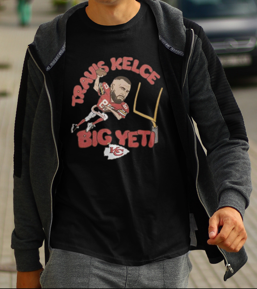 Travis Kelce Big Yeti Chiefs Football Goalpost T-Shirt
