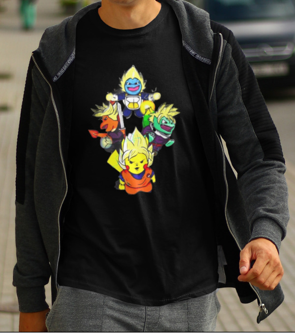 Dragon Ball Super Saiyan Pokemon Crossover Characters T-Shirt
