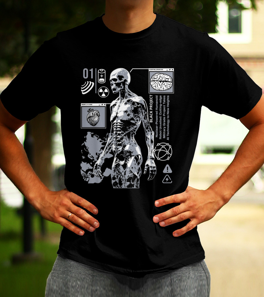 Black Project Nuclear Robust Humanoid Quantum Analysis T-Shirt