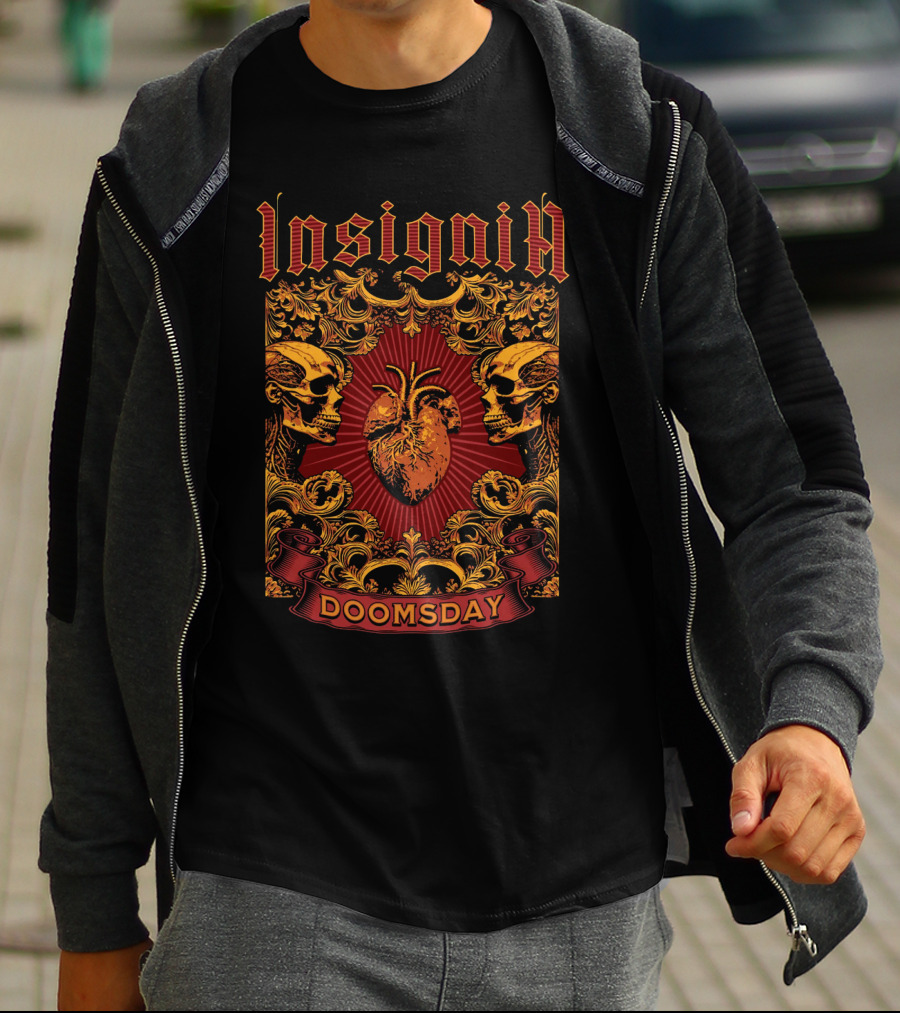 Insignia Doomsday Ornamental Skull Heart T-Shirt